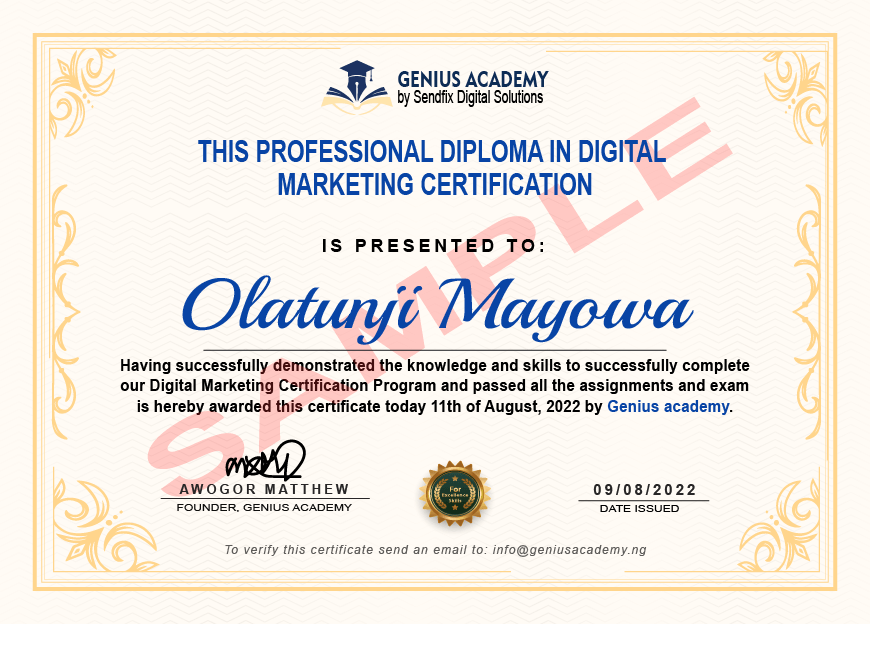 Genius Academy Certification Mayowa